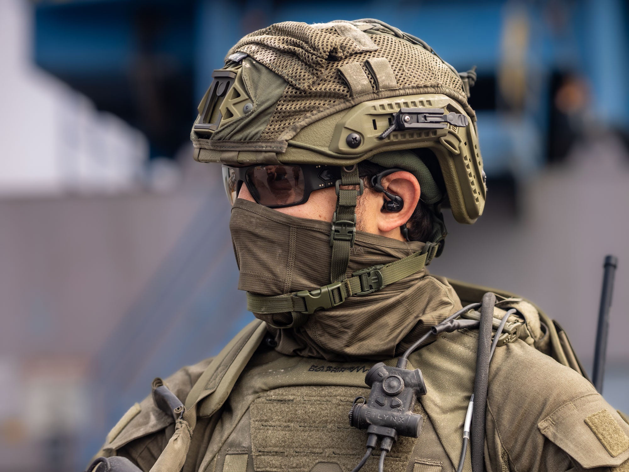 Soldier with Silynx Clarus II and a headset