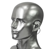 Silver mannequin head with SIlynx Headset on a white background