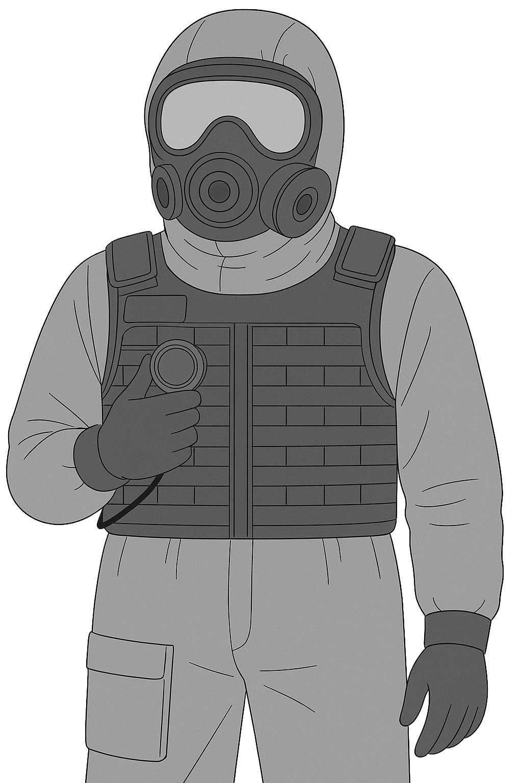 Chest PTT on hazmat vest - Illustration