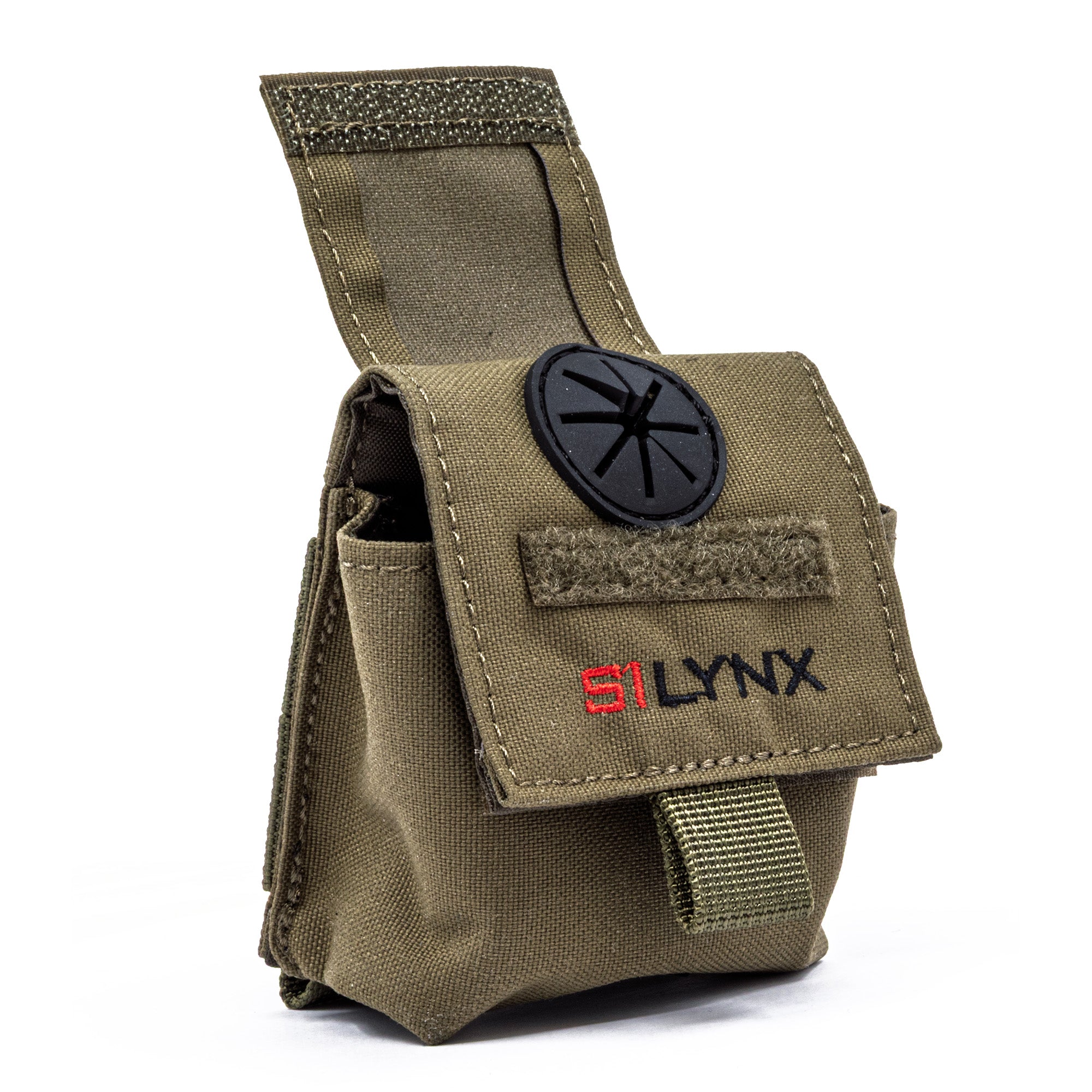 Tactical headset pouch. Open headset insertion slot. With silynx brand logo on a white background