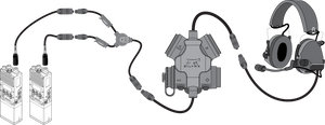 A diagram showing SIlynx Protego PLT headset connection scheme.