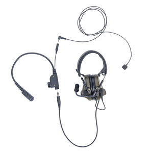 Silynx U94 PTT with extension wired PTT connected to earmuffs.