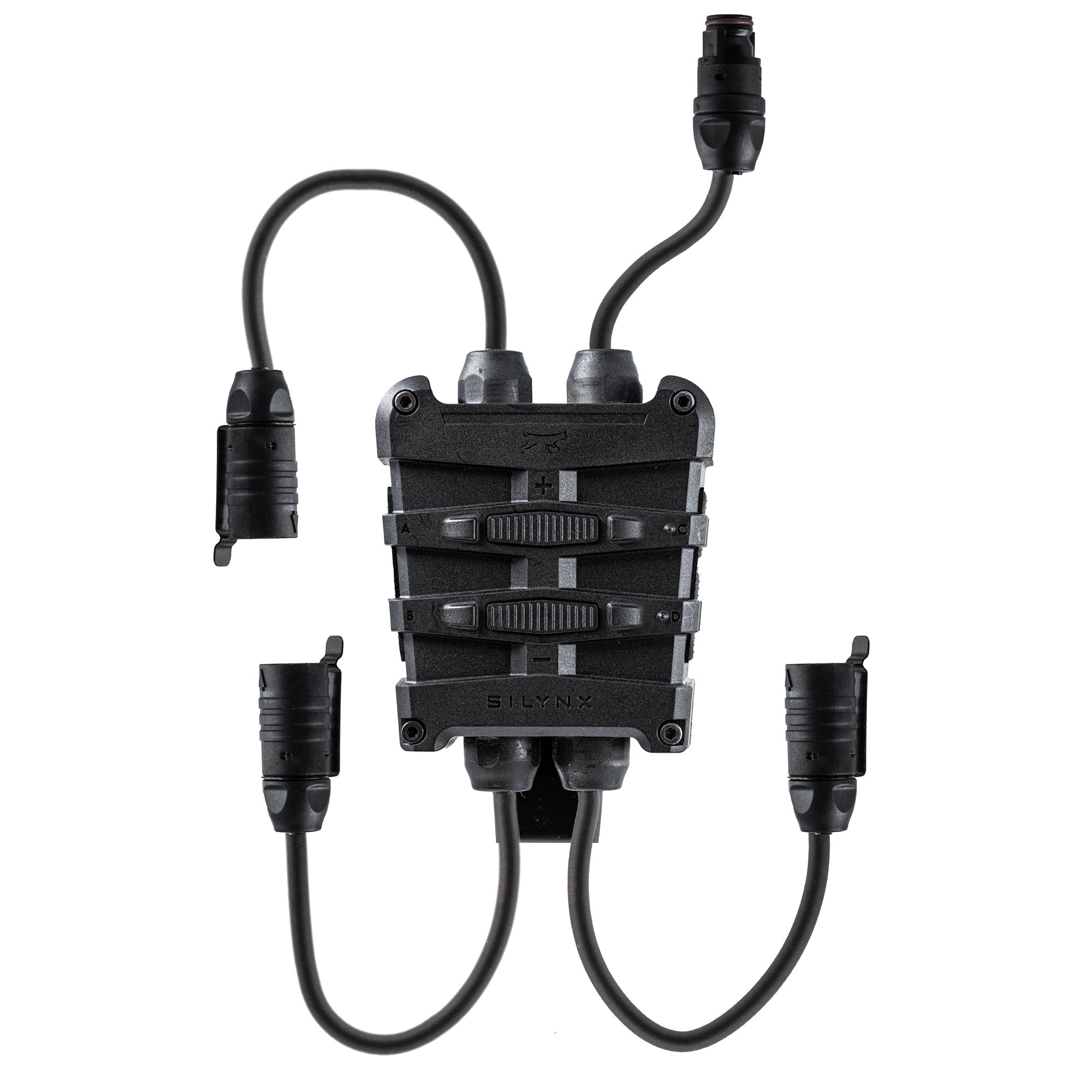 Fortis Headset - Black. Front view. cables.