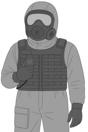 Chest PTT on hazmat vest - Illustration