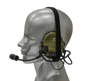 Silynx Protego PLT on a silver mannequin head. Worn with neck strap which fits helmet configuration. 