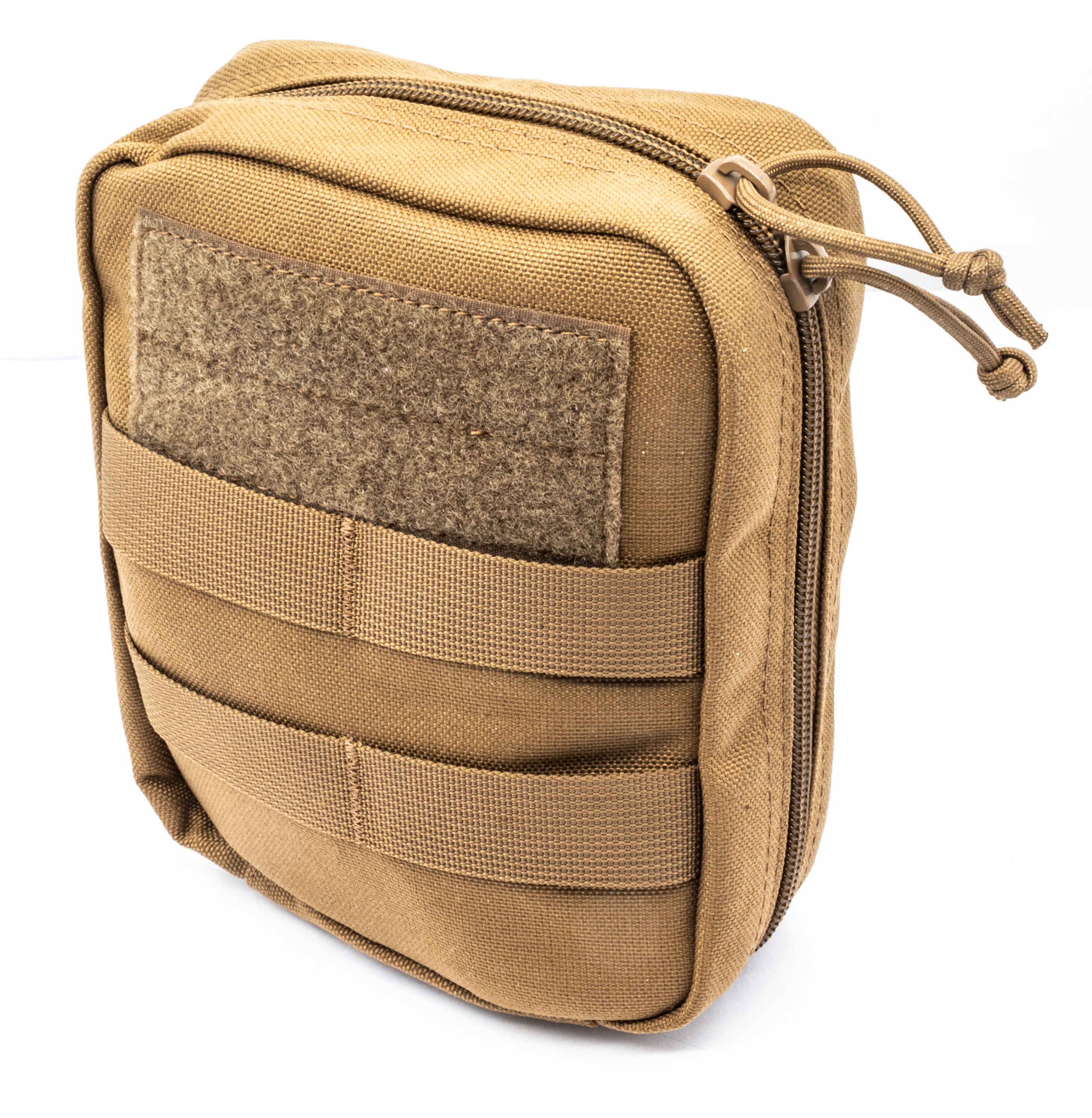 Silynx Tan tactical pouch with multiple straps on a white background