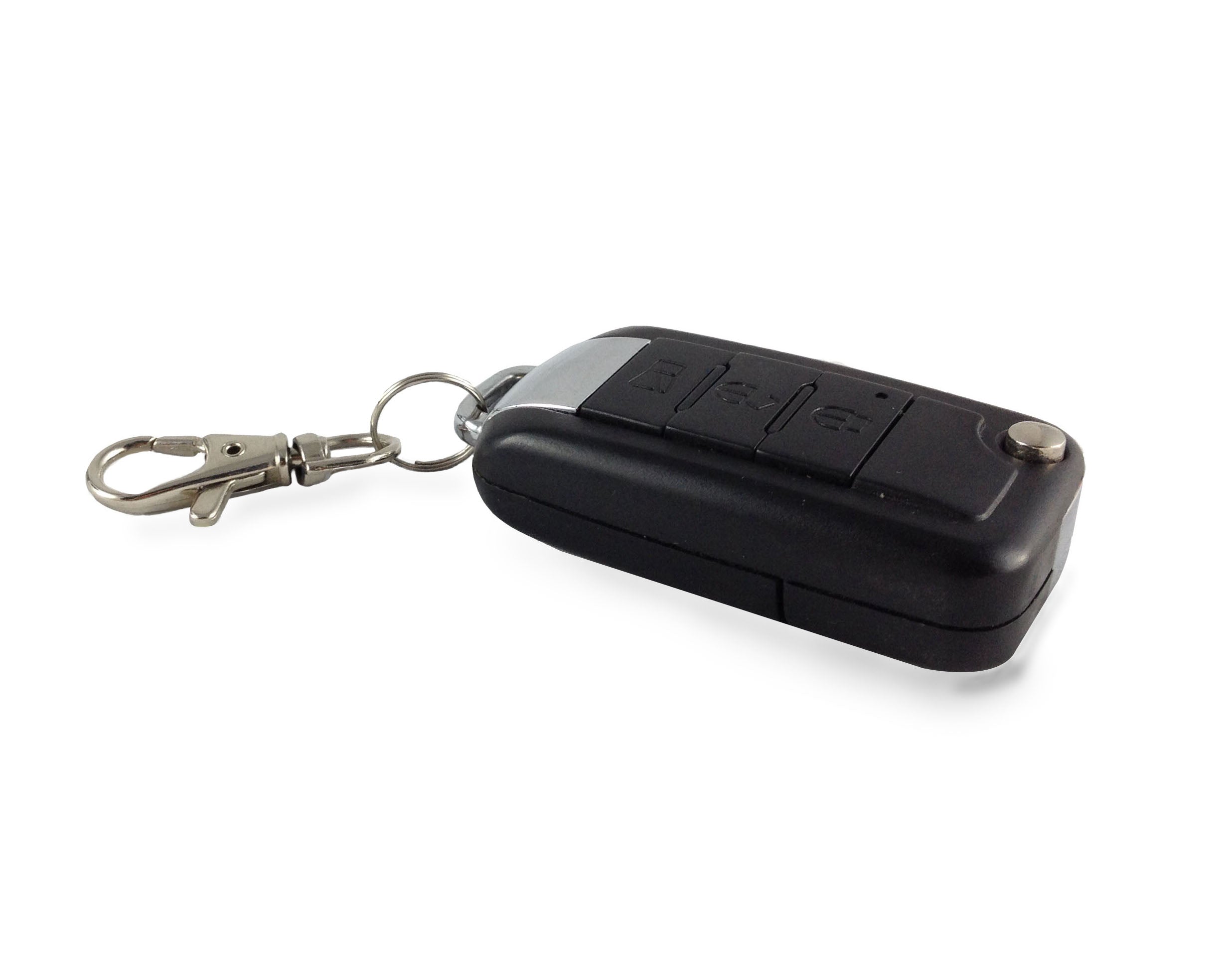 Silynx KeyFob Covert PTT - Black remote control look alike keychain on a white background