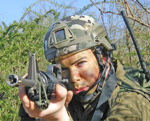 A soldier with Silynx Falcon Headset