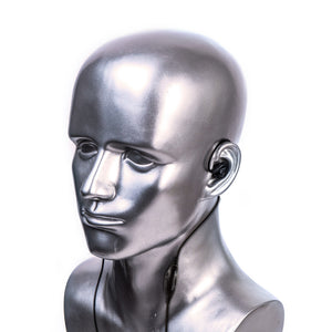 Silynx VIP Covert headset Silver mannequin head with a white background