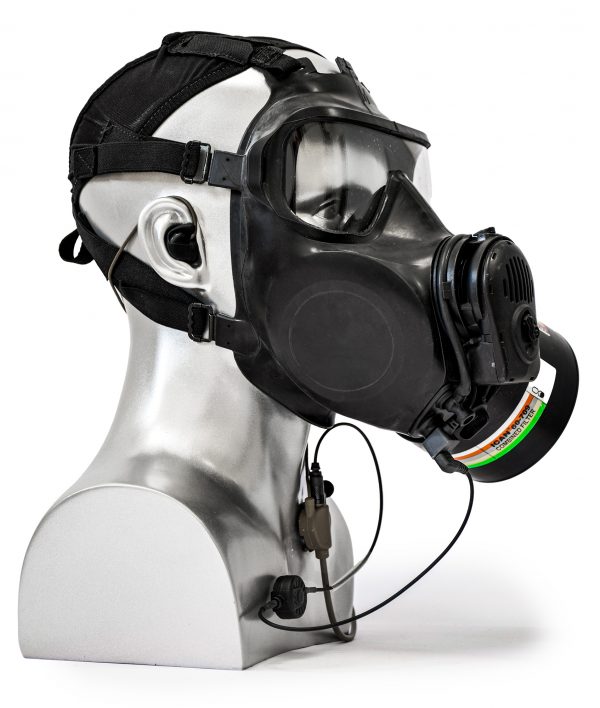 Protego Pro connected to gas mask